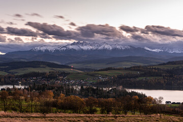 Pieniny, tatry , jesień , zachód , wschód , Karpaty, Dunajec