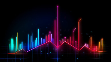 Fototapeta premium Neon business graph, a fresh approach to business analysis and research, It means to thrive and grow
