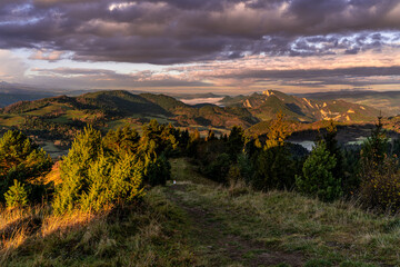 Pieniny, tatry , jesień , zachód , wschód , Karpaty, Dunajec
