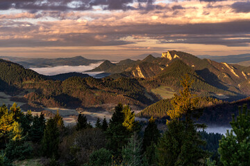 Pieniny, tatry , jesień , zachód , wschód , Karpaty, Dunajec