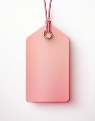 Label blank tag paper texture on a pink background, blank price tag isolated on white