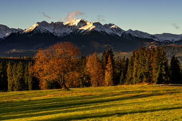 Pieniny, tatry , jesień , zachód , wschód , Karpaty, Dunajec