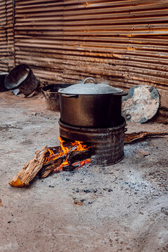 Hot pot in a gambian outdoors kitchen