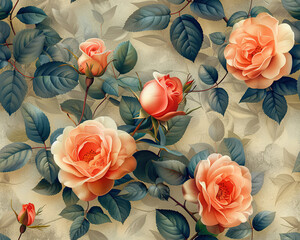 Rose flower floral seamless patterns 