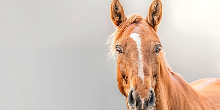 Surprised horse portrait on white background for veterinary clinic or pet store: A standout image for your business. Concept Animal Photography, Portraits, Veterinary Services, Pet Store
