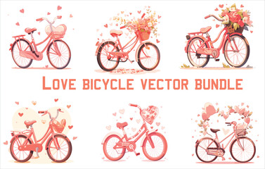 Obraz premium love bicycle vector bundle, valentine's day bicycle, couple bicycle, 