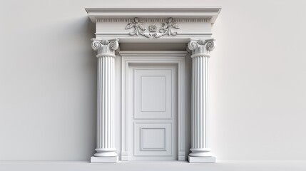Obraz premium A white door with a white frame and pillars