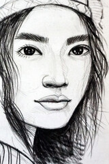 hand drawn sketch drawing girl	