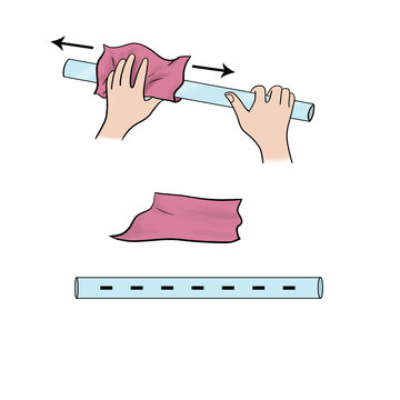 The ebonite rod is rubbed against the wool fabric.
Electrification of oppositely charged objects as a result of friction and electrification.