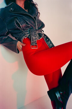 Crop woman in trendy outfit