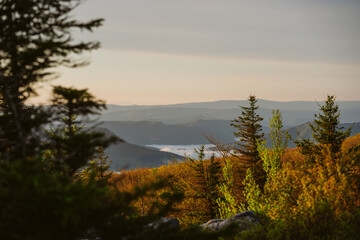 Sunrise over the foggy mountains in Appalachia