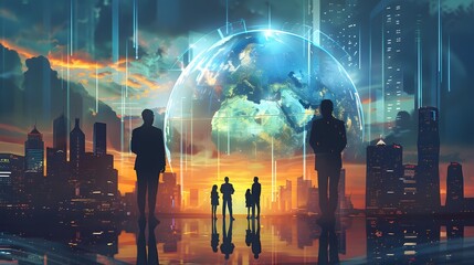 Futuristic Global Cityscape Showcasing Innovative Urban Development and Technological Advancement for Prosperous Growth and Transformation