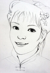 hand drawn sketch drawing girl face	