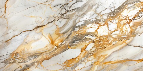 白い下地に金色や灰色の筋が入った高級感のある大理石の模様
