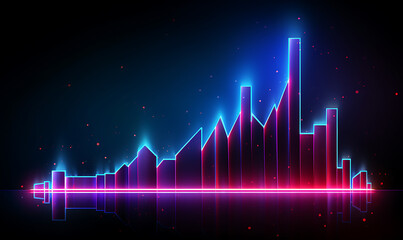 Neon business graph, a fresh approach to business analysis and research, It means to thrive and grow
