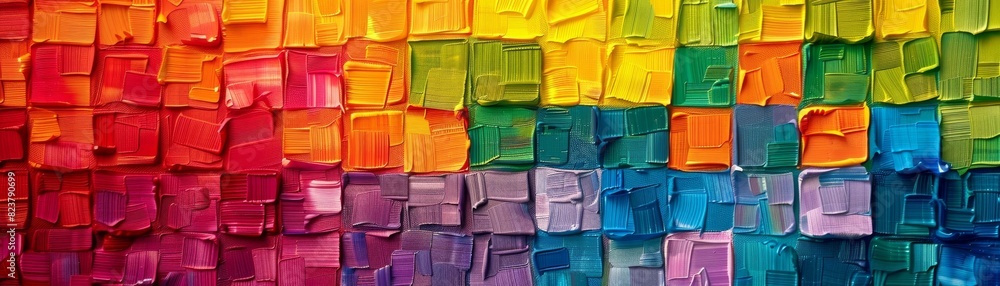 Poster vibrant abstract mosaic of colorful squares, creating a textured and lively artistic background perf