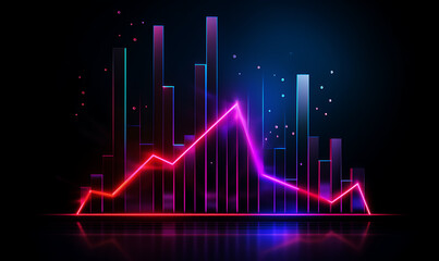 Naklejka premium Neon business graph, a fresh approach to business analysis and research, It means to thrive and grow