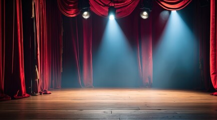 Stage background with illumination vintage lamp spotlight 