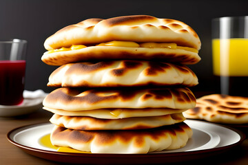 fluffy peshwari naan stack with butter glaze
