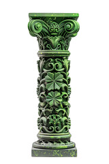 Green Gothic pillar with isolated on tranparent background