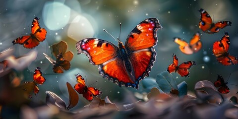 When Butterflies' Wings Come Together, They Form a Heart. Concept Love, Butterflies, Symbolism, Nature, Heart made of Wings