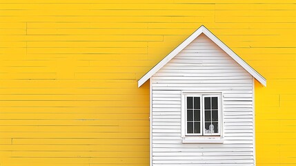 Naklejka premium white wooden house on a yellow background