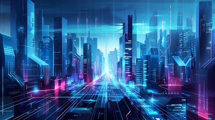 Dazzling Metropolis A Futuristic Vision of Interconnected Urban Landscapes and Technological Innovation