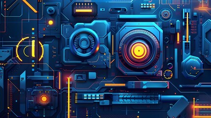 Fototapeta premium Intricate Futuristic Mechanical Interface of Digital Technology