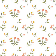 Vector decorative flowers seamless pattern design for fabric, wallpaper or wrapping paper.
