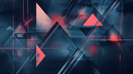 Vibrant Geometric Abstract Art with Triangular Patterns and Prismatic Gradients in Futuristic Digital Composition