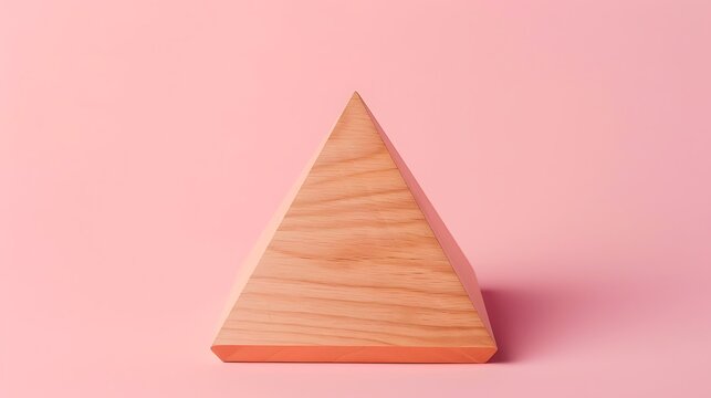 Wooden Pyramidion Isolated on pink background