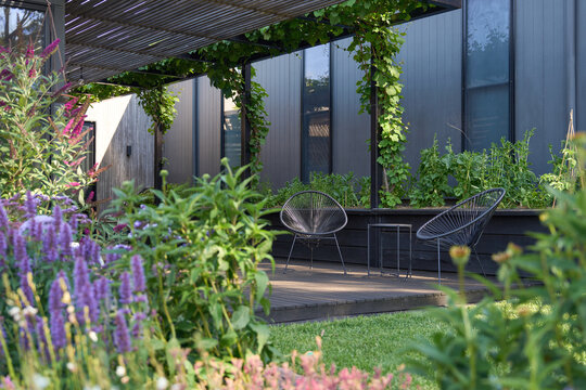 Modern residence with landscaped garden and kitchen garden