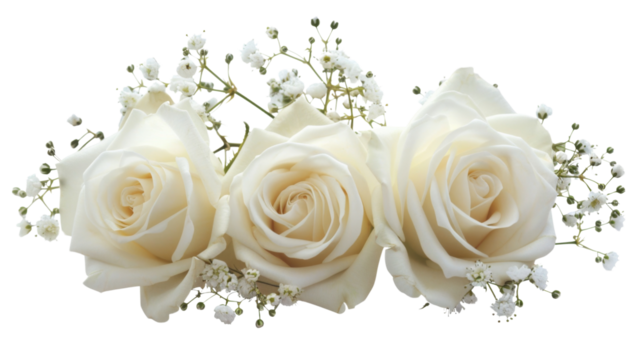 White roses on white background