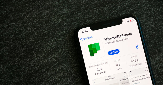 Germany - April 23,2024: Microsoft Planner on Smartphone Display