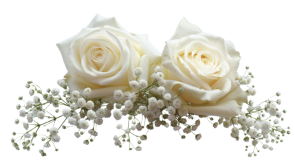 White roses on white background