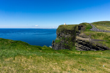 Amazing view of Cliffs of Moher in county Clare, Ireland, in a sunny day