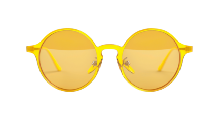 Yellow sunglasses on white background