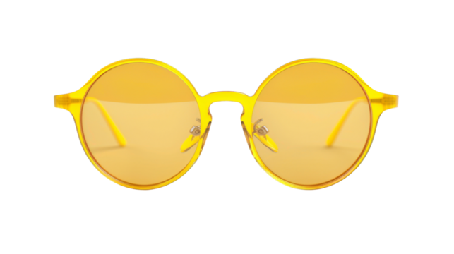 Yellow sunglasses on white background