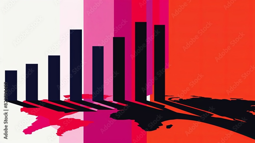 Aufkleber global financial growth chart with rising values against world map background