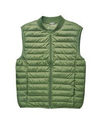 Front view of green lightweight down vest