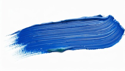 Bright blue brush stroke with textured details, isolated on a pure white backdrop