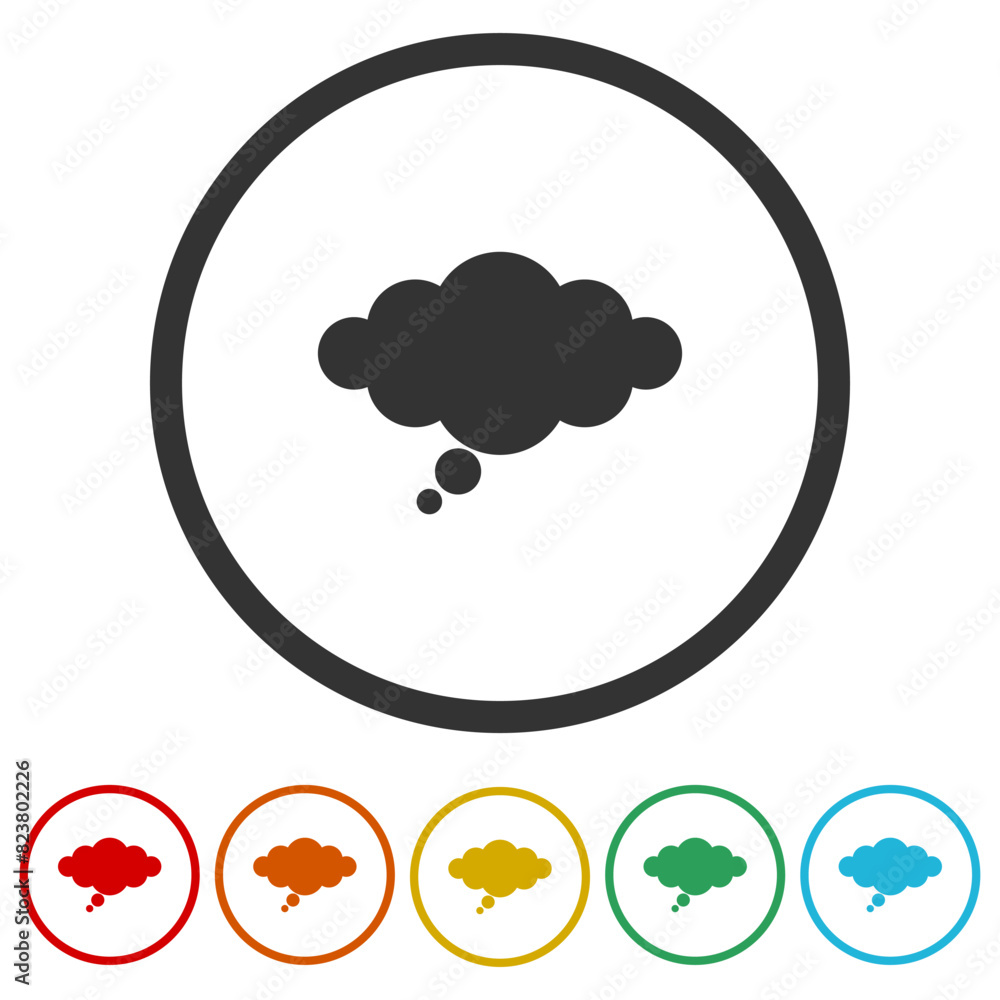 Poster thought bubble thinking cloud icon. set icons in color circle buttons