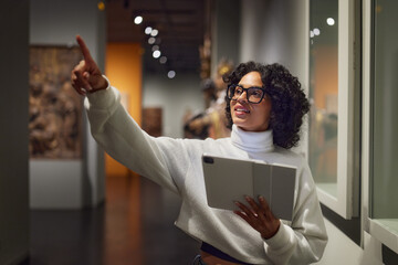 Woman Visiting Art Gallery Lifestyle Concept.