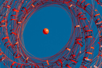 Abstract Geometric Shapes on Blue Background