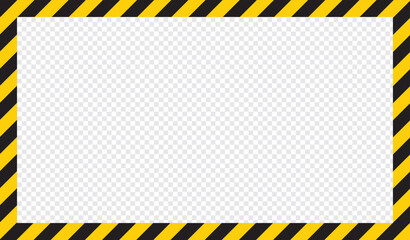 Yellow and black caution tape square frame, warning sign border template.Blank vector illustration warning background. Hazard caution sign tape. Space for text