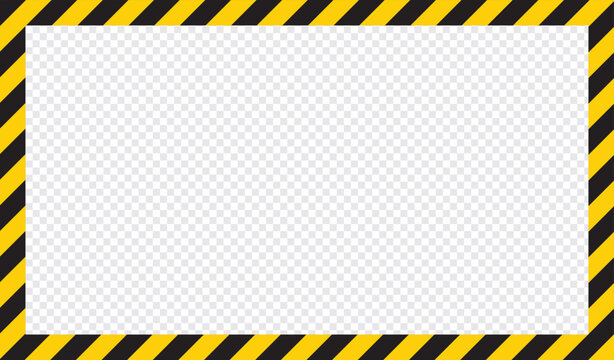 Yellow and black caution tape square frame, warning sign border template.Blank vector illustration warning background. Hazard caution sign tape. Space for text