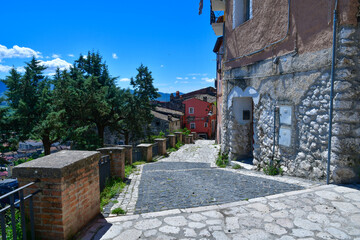 Obraz premium A narrow street in Pietravairano, a rural town in Campania, Italy.