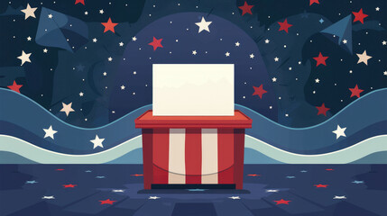 Design a campaign poster for the 2024 US election in flat cartoon style with copy space. Great for promoting candidates and engaging voters.