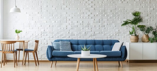 A simple yet elegant geometric pattern wallpaper in white and grey, adding depth to the room's design