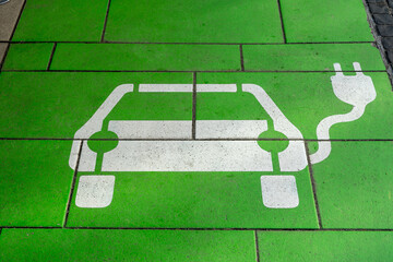 road marking for a parking spot for an ev 